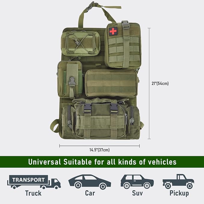 Universal Tactical Seat ​Back Organizer Vehicle Molle Panel Organizer Storage - Image 7