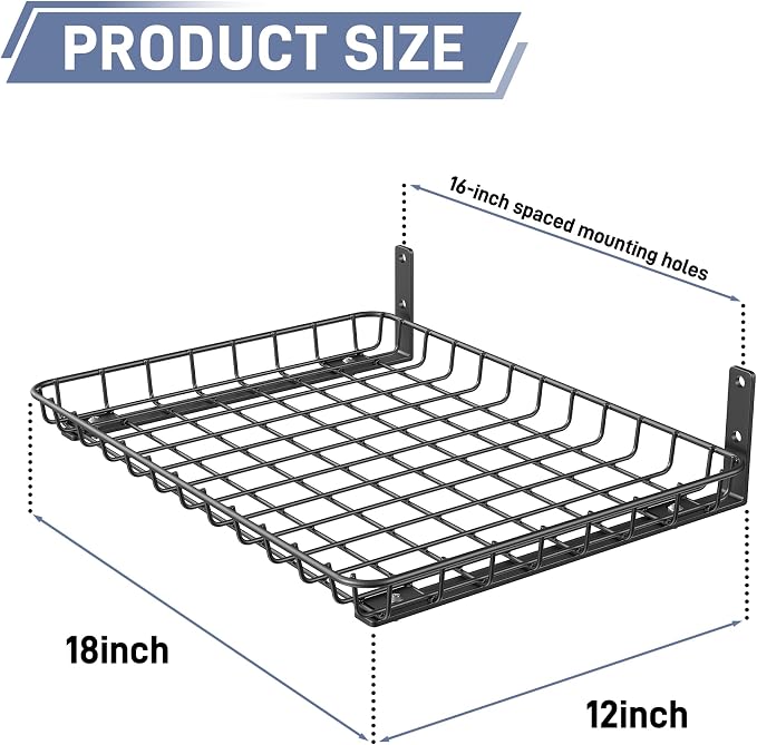 WALMANN Garage 12x18 inch Wall Shelf, Wall-Mounted Storage Shelves - Image 3