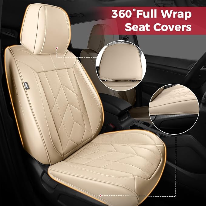 Beige Car Seat Covers Full Set - Image 3
