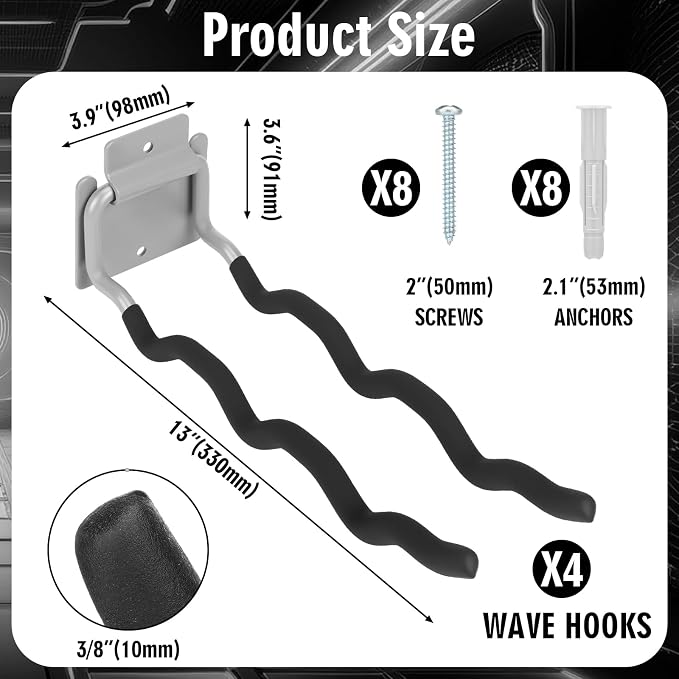 4 Pack Heavy Duty Garage Hooks Ladder Hangers - Image 2