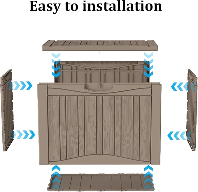 50 Gallon Lockable Resin Deck Box, Waterproof & UV-Resistant Outdoor Storage Box - Image 7