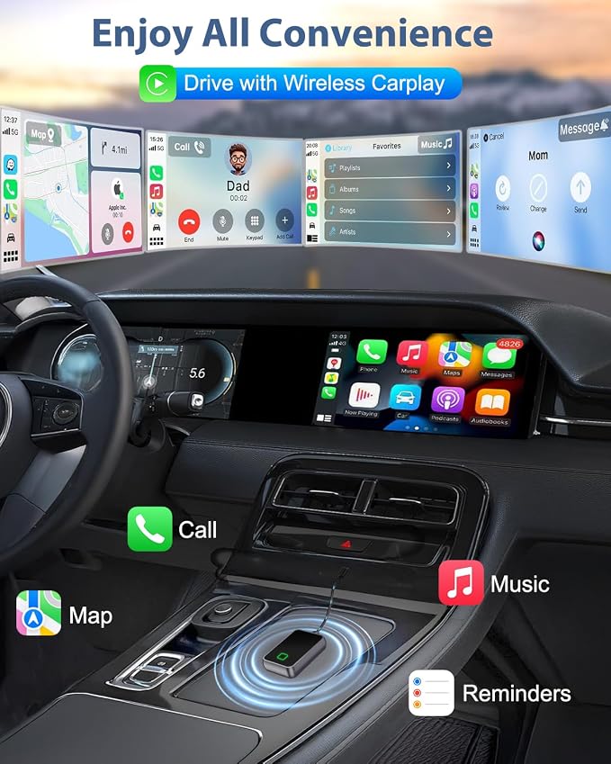 Wireless Carplay Adapter for iPhone, Converts Wired CarPlay to Wireless - Image 2