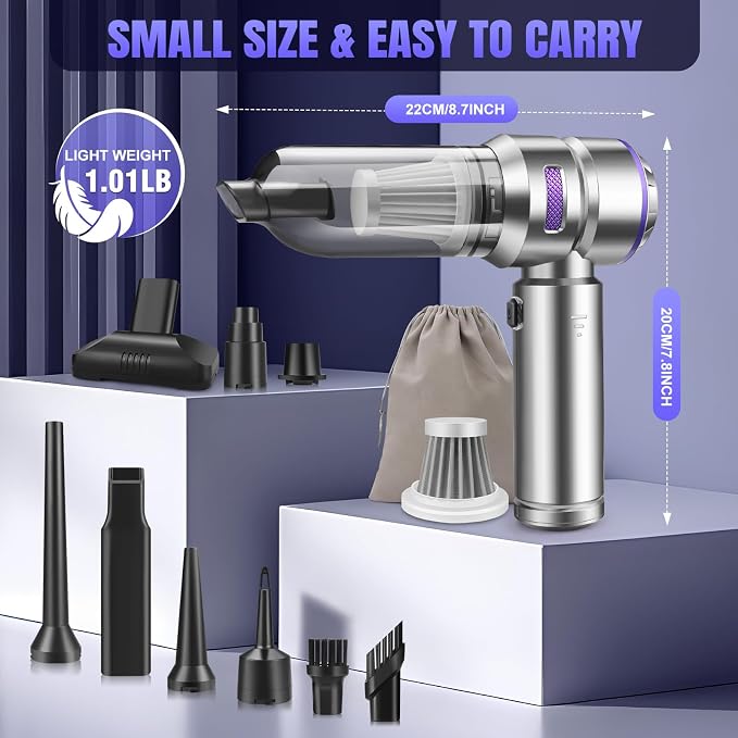 Mini Car Vacuum Cleaner, 20000PA 4-in-1 Cordless Handheld Vacuum Cleaner - Image 7