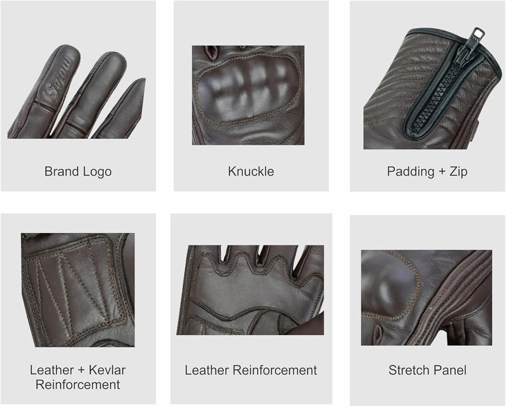 Full Finger Leather Motorcycle Gloves - Image 3