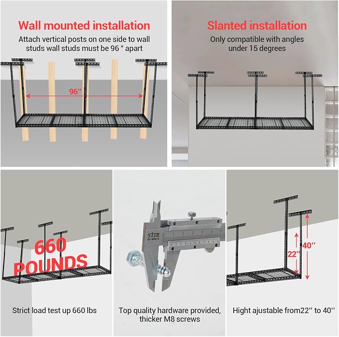 Overhead Garage Storage Rack, Heavy Duty Ceiling Storage Racks - Image 5