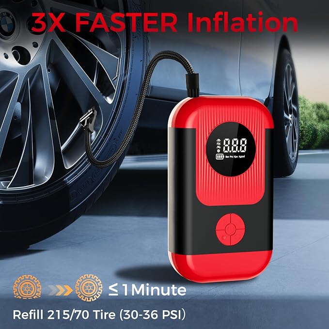 Tire Inflator Portable Air Compressor & Car Jump Starter, Cordless Air Pump - Image 2