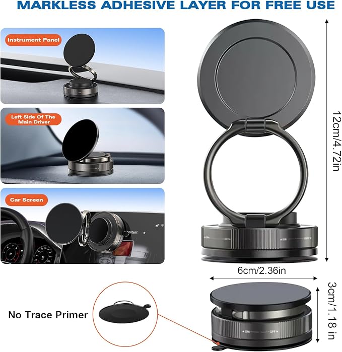 Vipbu Phone Mount, Vipbu Phone Holder, Car Phone Holder, 360° Adjustable Vacuum - Image 7