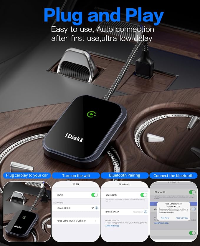Wireless CarPlay Adapter for iPhone and iOS 10+, 2025 Upgraded No Latency - Image 2