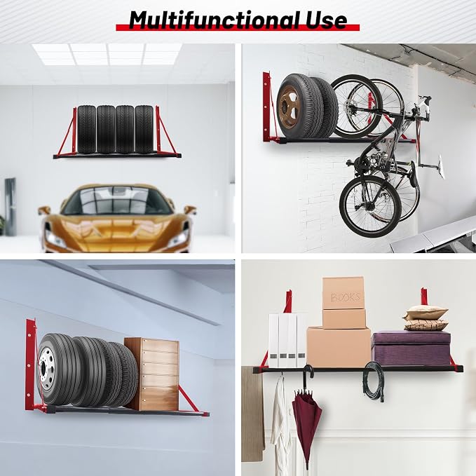 ROBLOCK Folding Tire Wheel Rack Wall Mount Multi-Tire Spare Carriers Garage x - Image 7