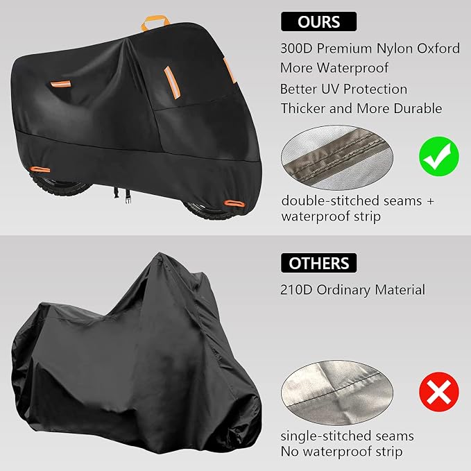300D Heavy Duty Small Motorcycle Cover, Seceles All Season Durable Waterproof - Image 2