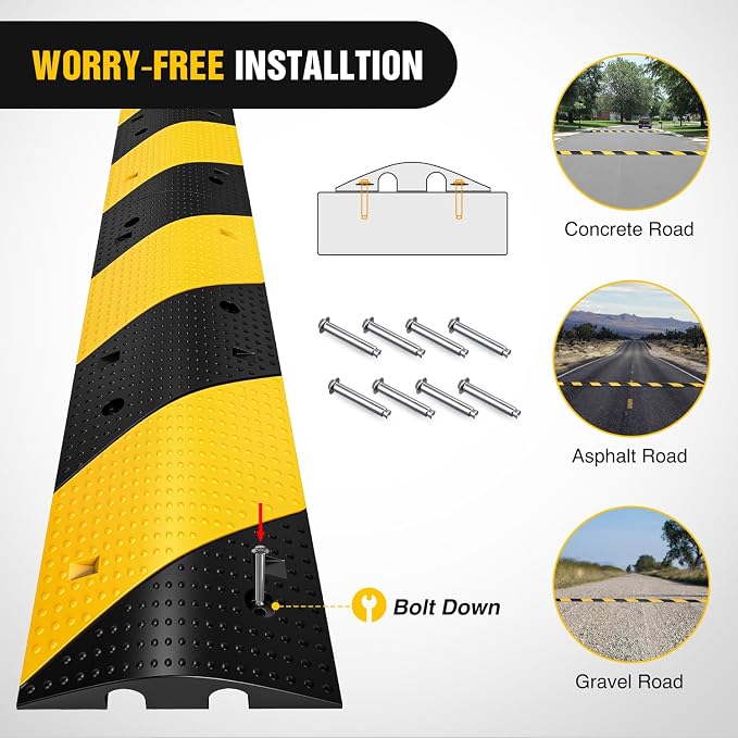 Nilight Rubber Speed Bump, 39.3" Heavy Duty 2 Channel Cable Protector Speed - Image 7