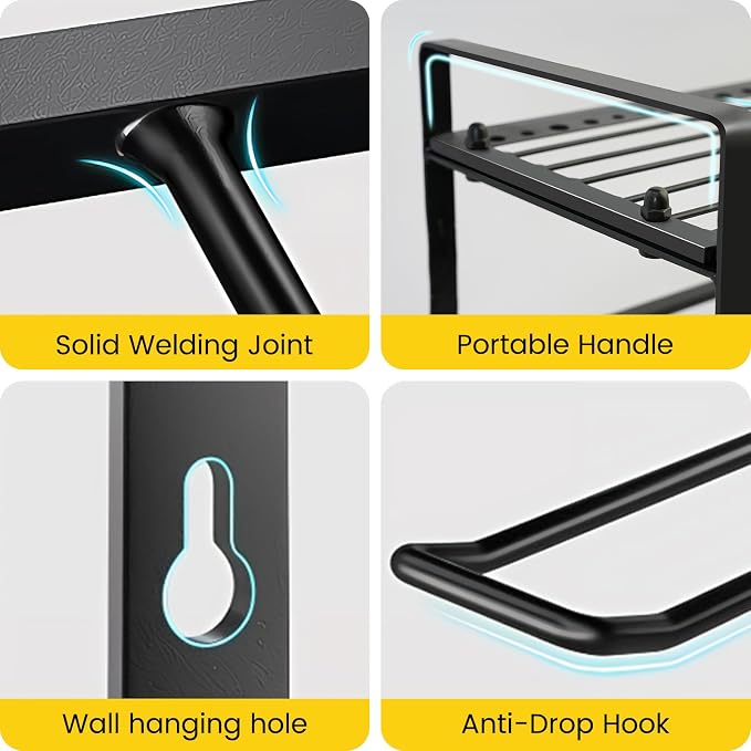 Wall Mount Power Tool Organizer, 4 Layer 12 Drill Hangers Storage Rack - Image 4