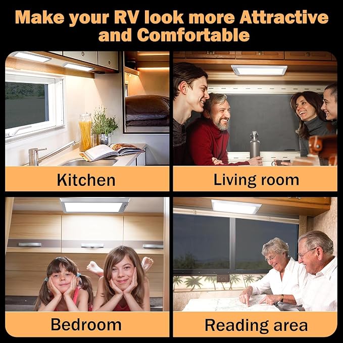 4 Pack RV Lights Interior, 3 Color RV LED Super Bright Fixture, 12V RV Ceiling - Image 7