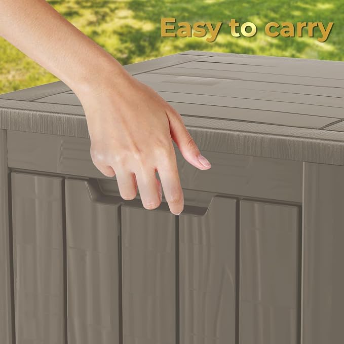 35 Gallon Lockable Resin Deck Box, Waterproof & UV-Resistant Outdoor Storage Box - Image 7
