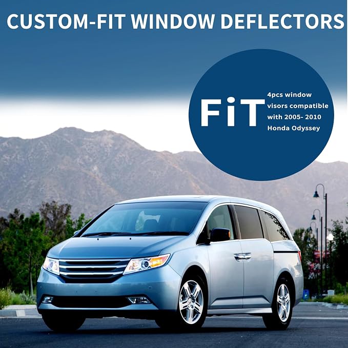 4PCS Rain Guards Fit for Honda Odyssey 2005-2010, Front & Rear Window Visors - Image 2