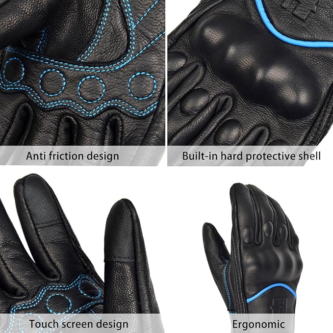 Harssidanzar Leather Motorcycle Gloves - Image 2