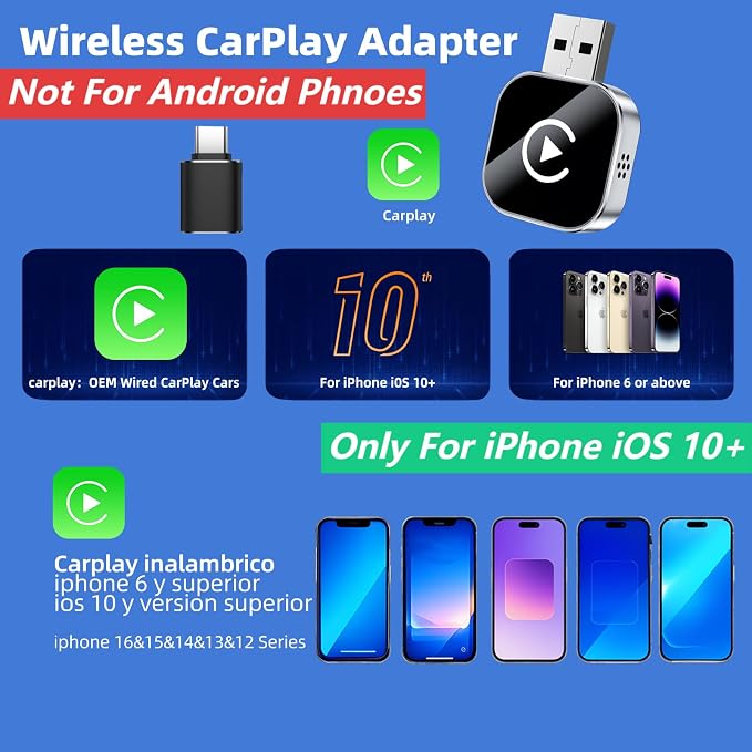 Wireless CarPlay Adapter for iPhone, Convert Wired to Wireless CarPlay Adapter - Image 2