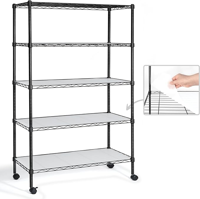 CAPHAUS NSF Adjustable Height Wire Shelving Unit w/Liner, Basement Storage by CAPHAUS