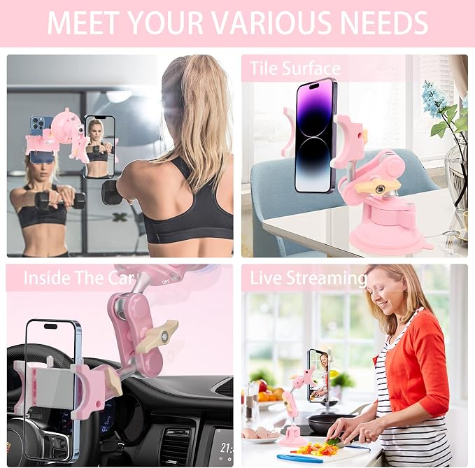 Suction Cup Phone Mount 360 Rotating Universal Ball Head Arm - Image 7
