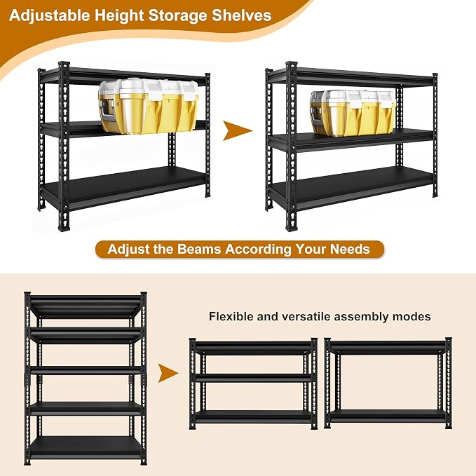 40" W Garage Shelving Heavy Duty，2000LBS Loads Adjustable Garage Storage Shelves - Image 5