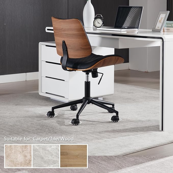 Home Office Chair No Arms with Wheels, Adjustable Height Small Desk Chair - Image 8