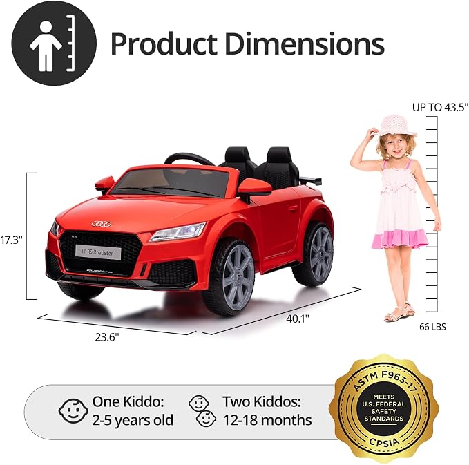 Electric Ride on Car for Kids, Licensed Audi 12V 7Ah Kids Ride-on Toy for - Image 7