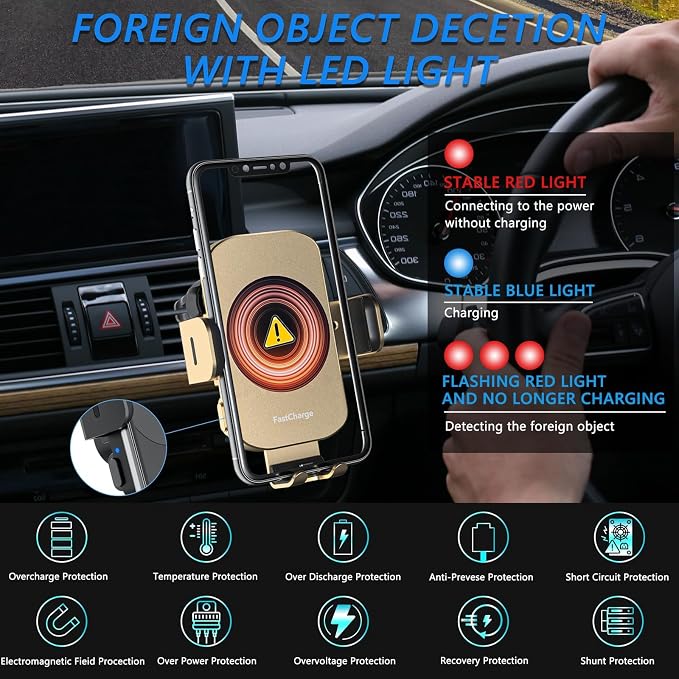Wireless Car Charger, Fast Charging 15W Auto Clamping Car Charger Phone Holder - Image 3