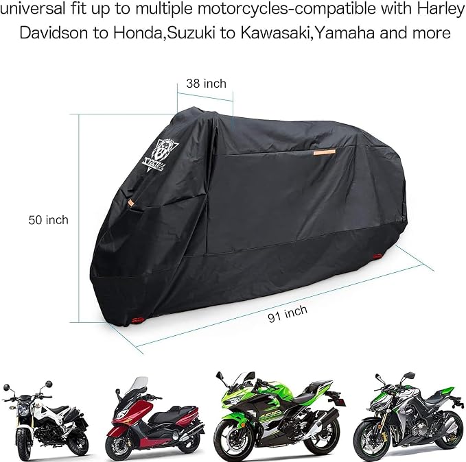 XYZCTEM Motorcycle Cover -Waterproof Outdoor Storage Bag, Made of Heavy Duty - Image 6