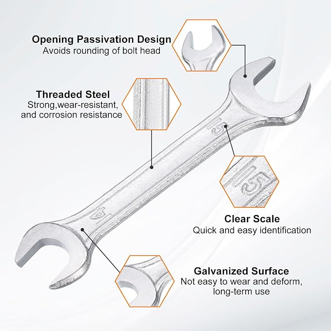 HARFINGTON 2pcs Double Open End Wrench 14mm x 15mm Metric 15 Degree Offset - Image 4