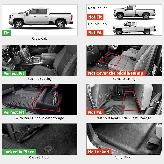 LASFIT Floor Mats 2019-2025 for Chevy Silverado/GMC Sierra 1500, 2020-2025 2500 - Image 2