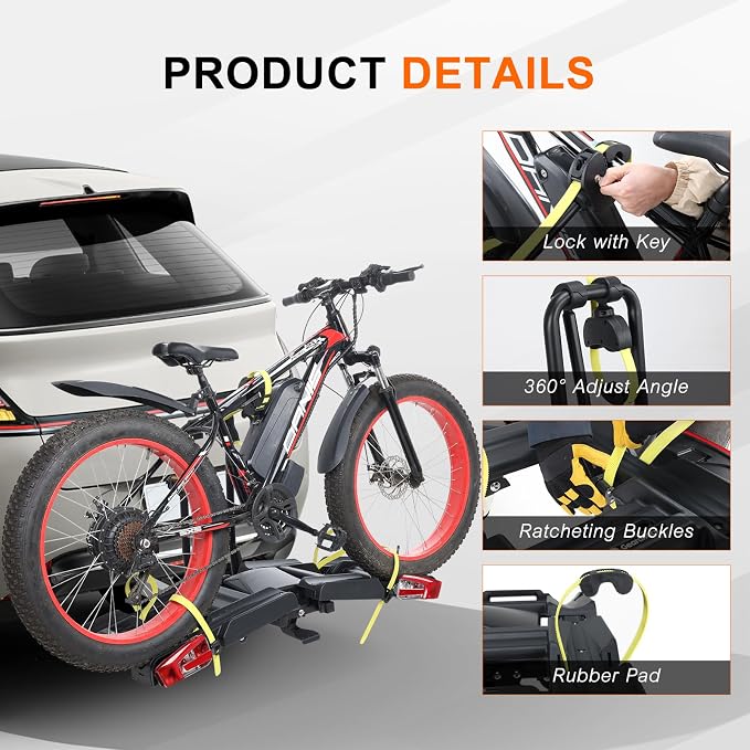 2 E-Bike Foldable Hitch Mount Bike Rack - Image 2