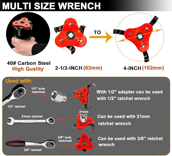 6Pcs Oil Filter Pliers Set, Universal Oil Filter Wrench - Image 6