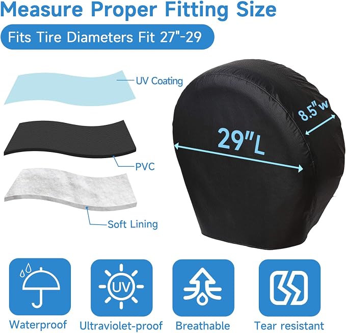 Tire Covers 4 Pack, Waterproof Thickening Tire Wheel Protector - Image 2