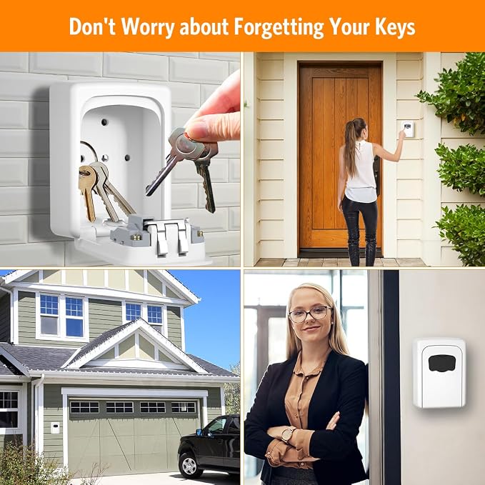 Key Lock Box Wall Mounted, Fayleeko 4 Digit Combination Lockbox - Image 2
