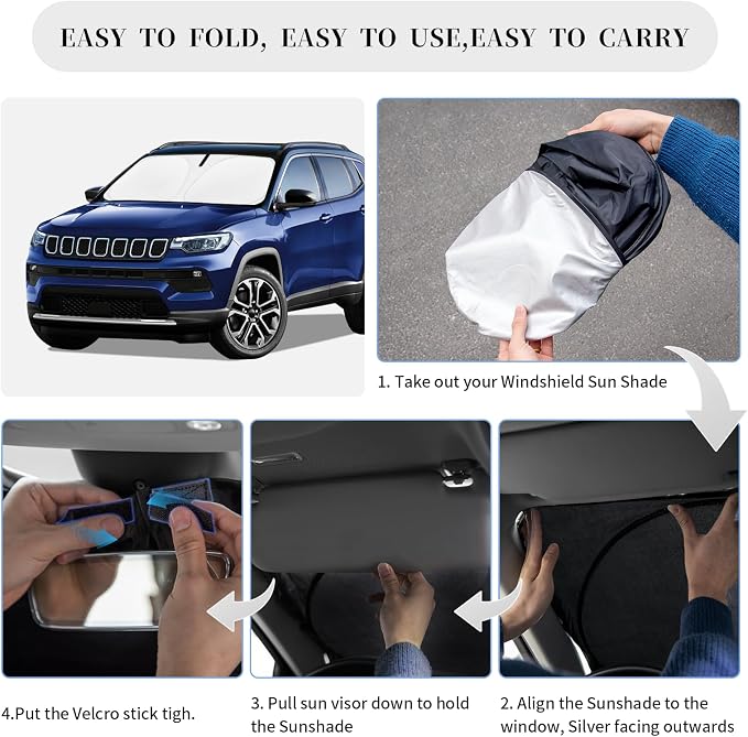 Sun Shade Sunshade for Jeep Compass Windshield Cover, 4-Layer Front Window - Image 6