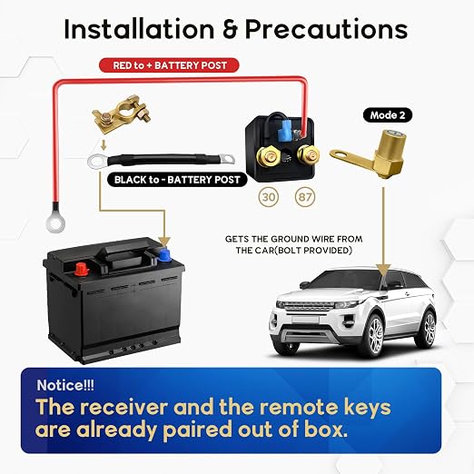 Car Remote Battery Disconnect Switch 12V, 250A Top Post Negative Battery Shut - Image 4