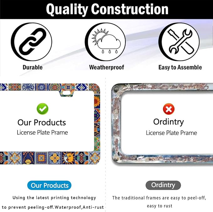 2Pack Mexican Tiles License Plate Frames Mandala Boho License Plate Frame Car - Image 4