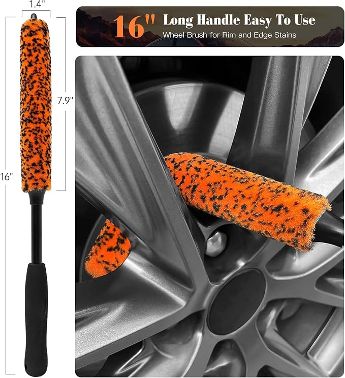 7PCS Motorcycle Cleaning Kit, 2-Size Bendable Wheel Brush, Tire and Chain Brush - Image 4