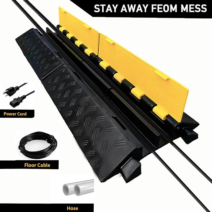 Foldable 2 Channel Rubber Cable Protector, 22000Lbs Load Capacity Wire Hose - Image 5