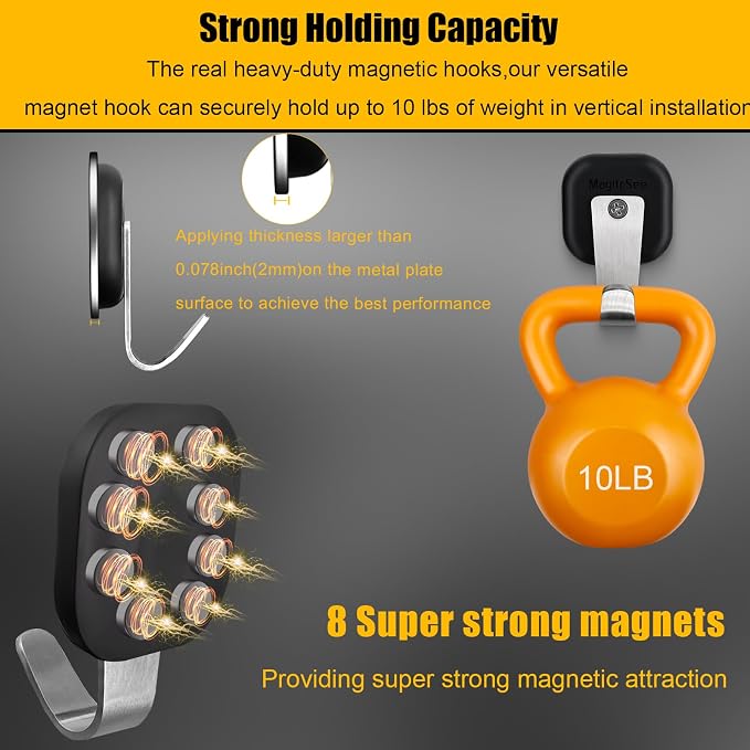 Upgraded Heavy Duty Magnetic Hook, Powerful Magnet Versalite Indoor and Outdoor - Image 3