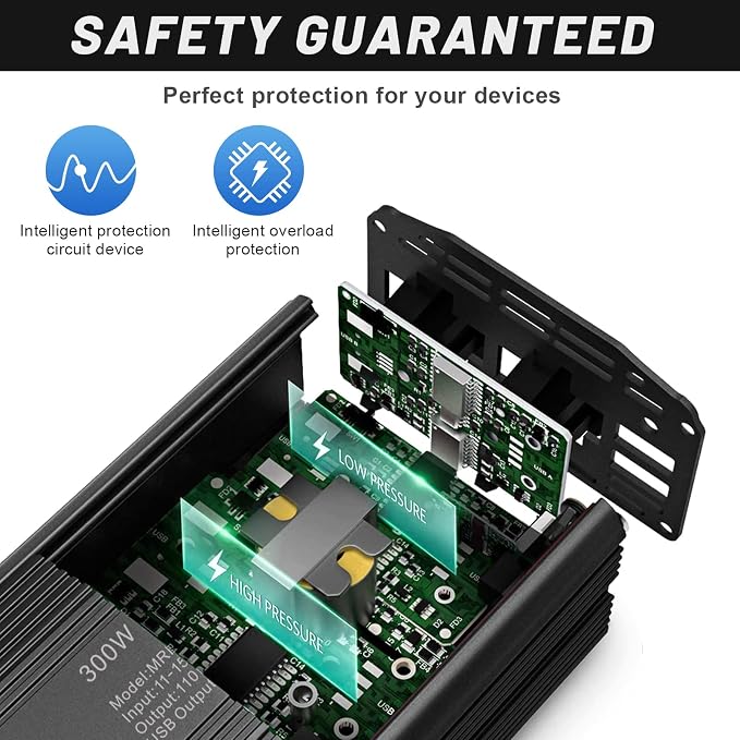 BESTEK 300W Power Inverter DC 12V to 110V AC, Durable Aluminum Housing Car - Image 5