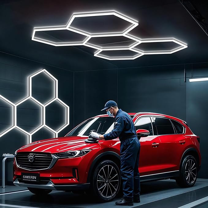 BRILLIHOOD Hexagon Garage Lights, LED Honeycomb Lights Ceiling, 6500K Super - Image 5