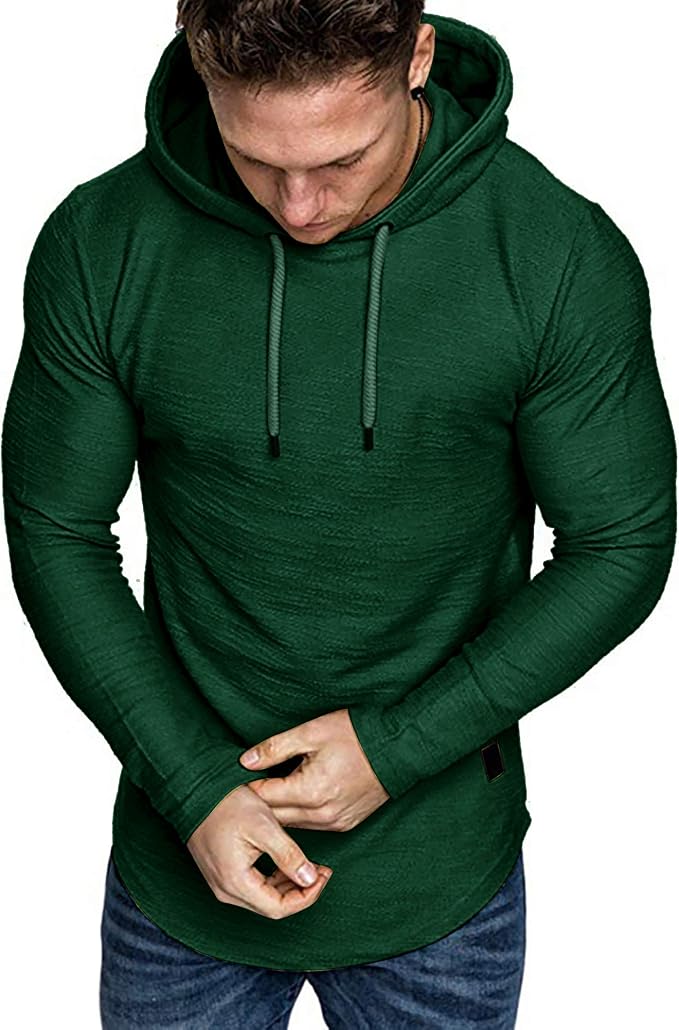 Lexiart Mens Fashion Athletic Hoodies Sport Sweatshirt Solid Color Fleece - Image 2