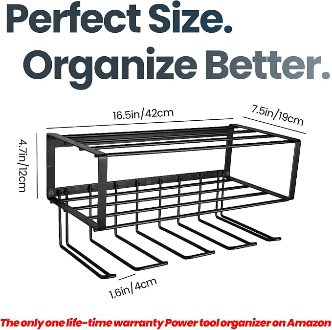 Power Tool Organizer, 120LB Bearing Assemble-free Wall Mount Cordless Drill - Image 4