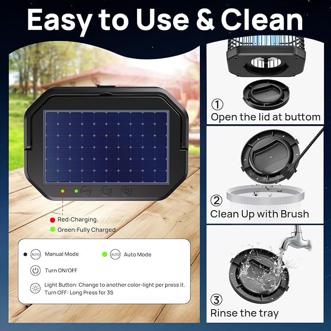 Solar Bug Zapper Outdoor 4000V Mosquito Zapper Solar 2IN1 Bug Repellent Outdoor - Image 8