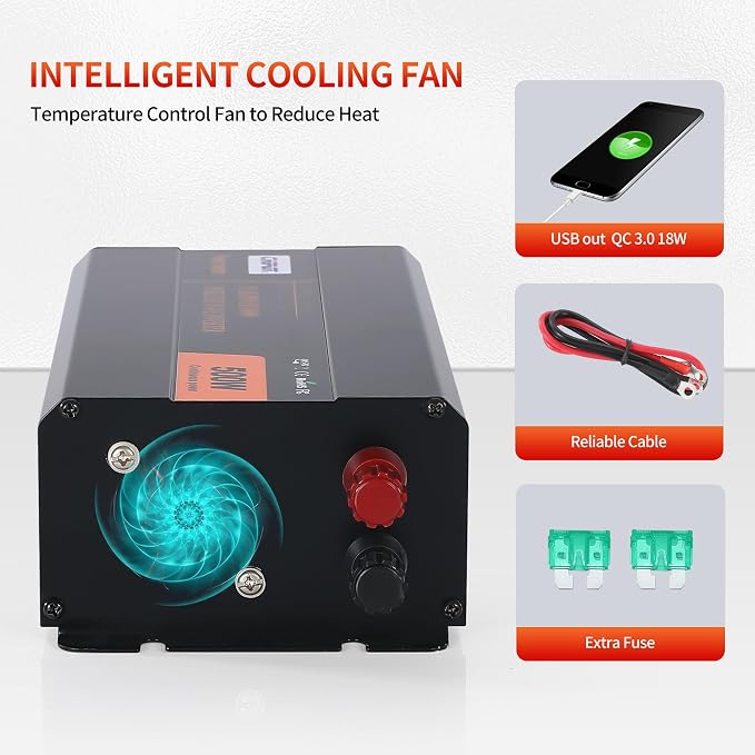 500W Pure Sine Wave Inverter 12V DC to 120V AC Converter - Image 5