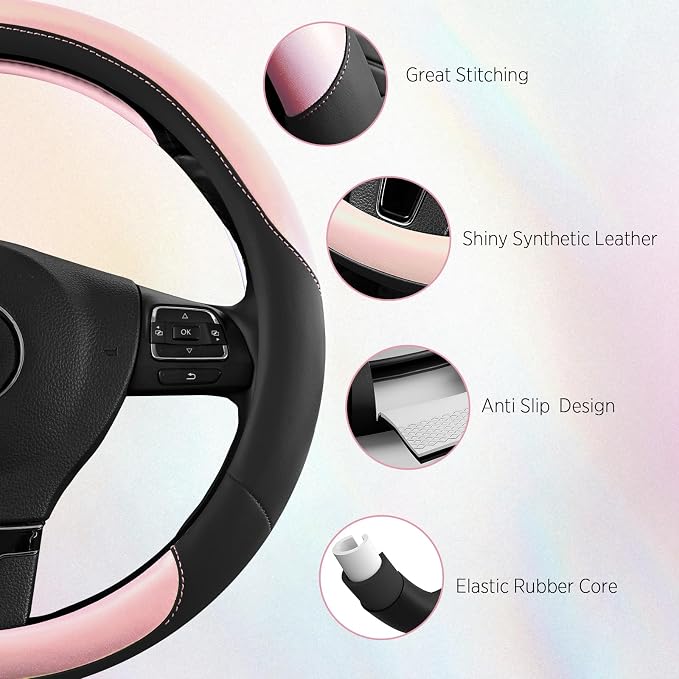 Road Comforts Steering Wheel Cover – Breathable Leather Steering Wheel Cover - Image 5