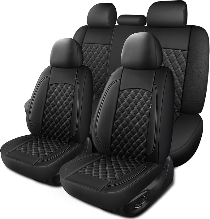 Car Seat Covers Full Set, Breathable and Waterproof Napa Leather Car Seat Cover by HChengkikz
