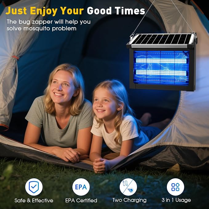Bug Zapper Outdoor Solar Powered, Zwiran Mosquito Zapper Indoor - Image 7