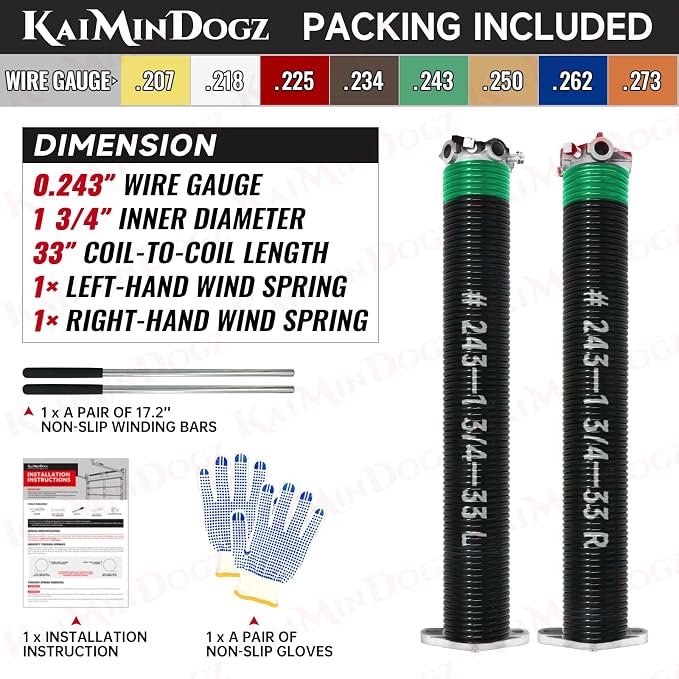 Pair of 1.75" Garage Door Torsion Springs Set - Image 2